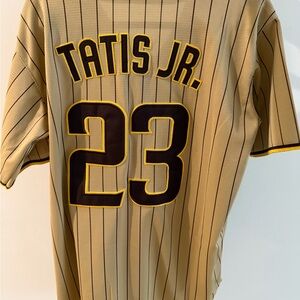 MLB Tan and Black Striped Jersey